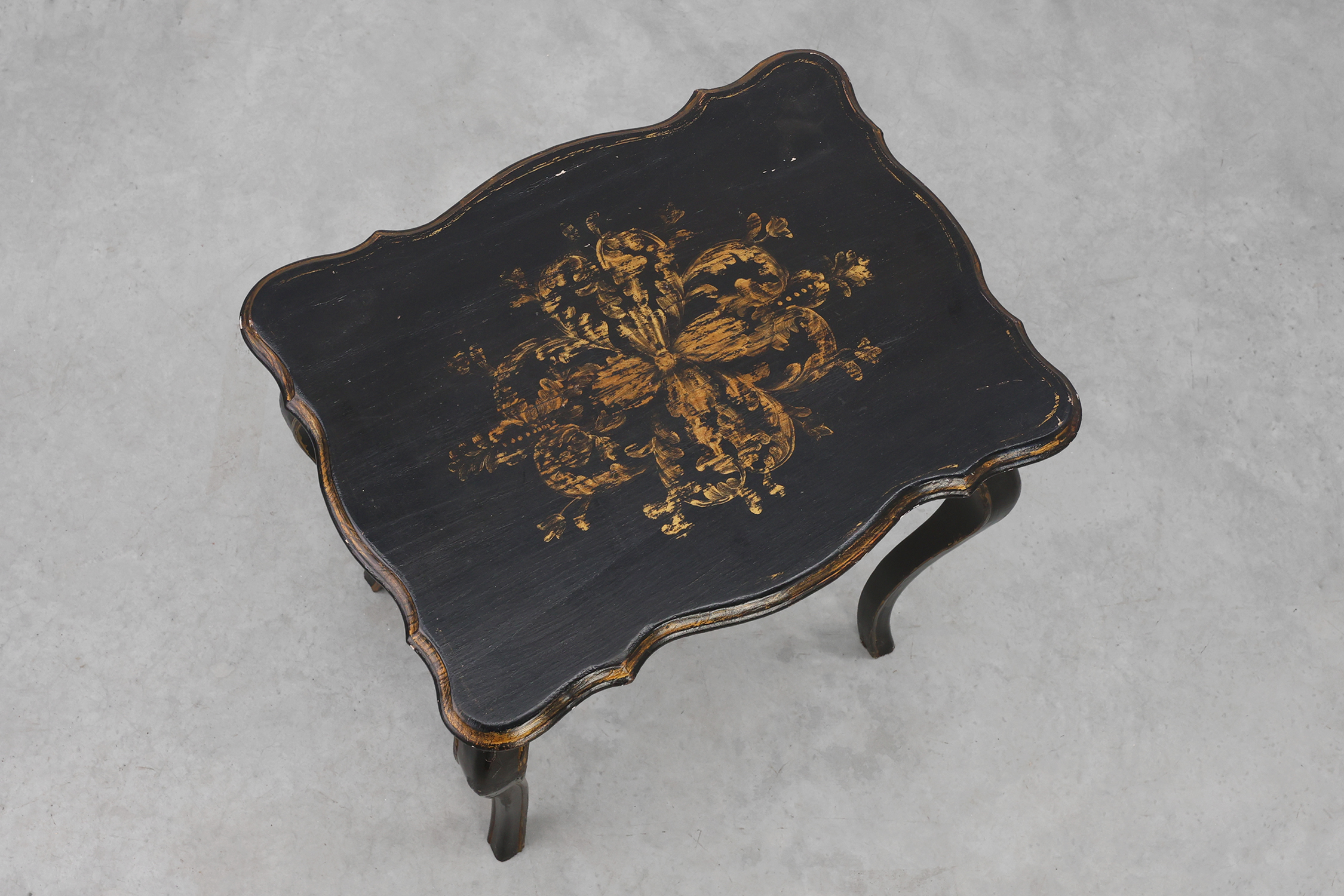 19th Century Black Wooden Side Table with Drawer, Francethumbnail